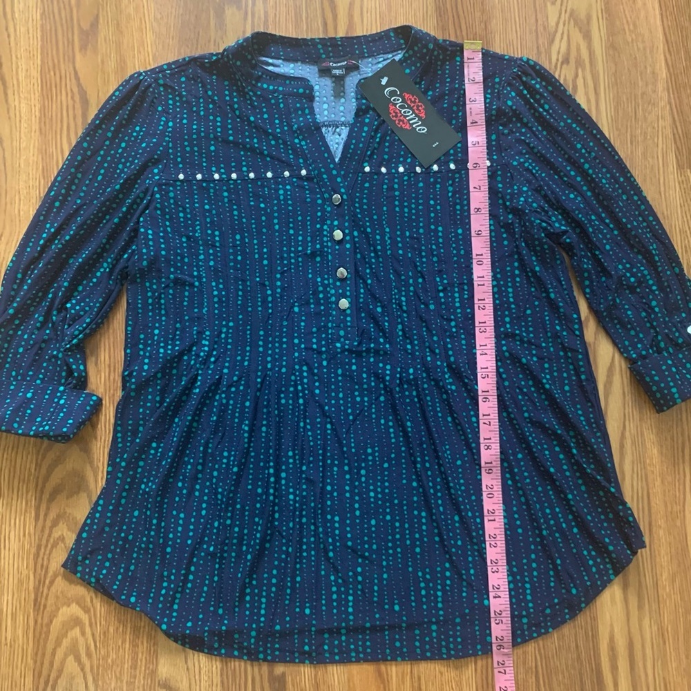 Cocomo NEW 3/4 sleeve women's Pintuck Blouse top shirt MEDIUM - Picture 9 of 14